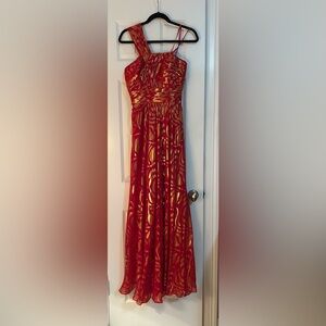 Aidan Mattox Red and Gold Dress
